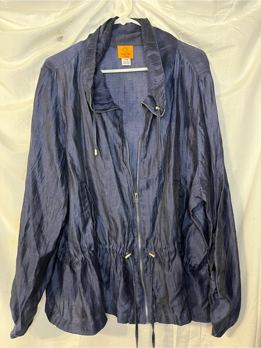 Ruby Rd. Iridescent Navy Zip-Front Utility Jacket